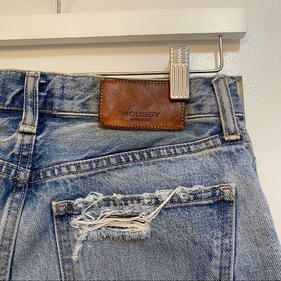 Revolve Moussy Straight Leg Distressed Blue Jeans - Picture 7 of 12